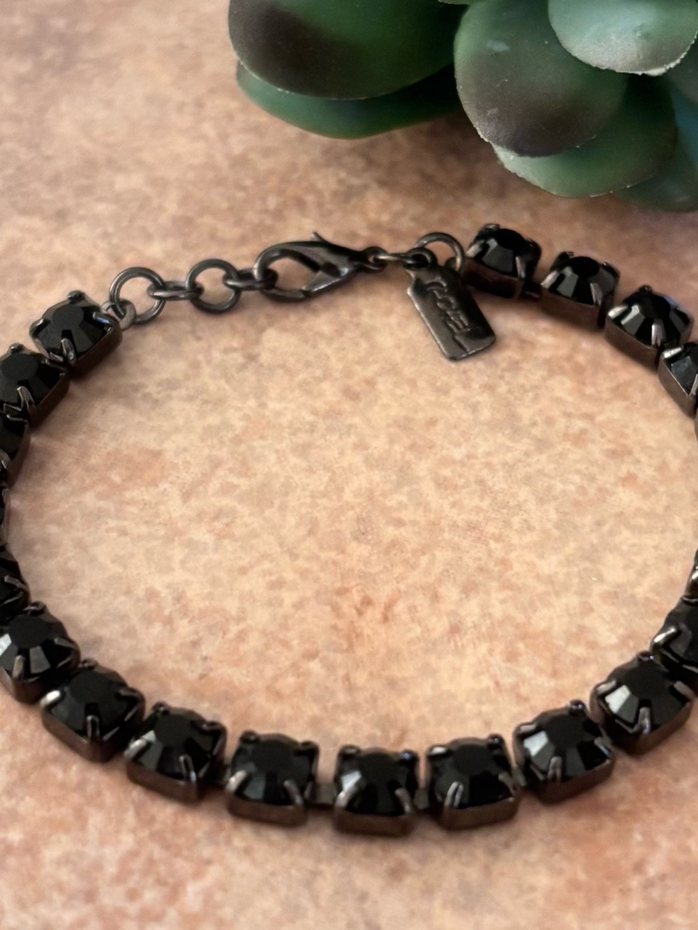 Rachel Roy Rachel Black Faceted Rhinestone Bracelet in Prong Setting